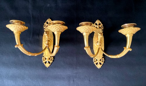 Paire d'appliques Empire en bronze doré - Luminaires Style Empire