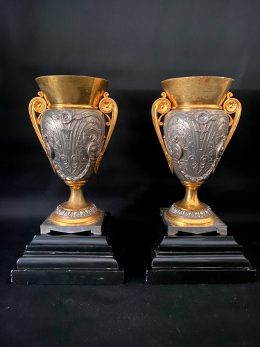 Objet de décoration Cassolettes, coupe et vase - Paire de vases signés Léopold Oudry