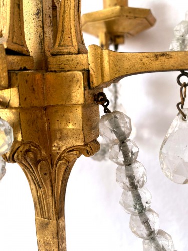 Antiquités - Chandelier du XVIIe siècle en bronze doré et cristal de roche