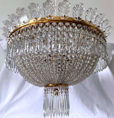 XIXe siècle - Baccarat - Lustre couronne en cristal