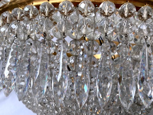 Antiquités - Baccarat - Lustre couronne en cristal