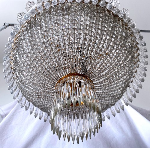 Antiquités - Baccarat - Lustre couronne en cristal