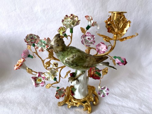 Luminaires Bougeoirs et Chandeliers - Paire de chandeliers aux oiseaux en porcelaine de Meissen