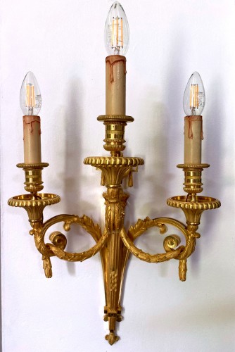 Paire d'appliques en bronze doré - Luminaires Style Napoléon III