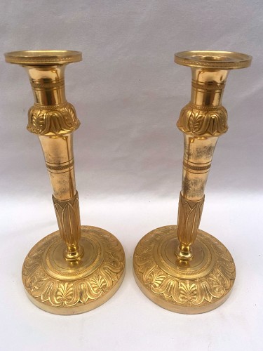 Pair of Empire gilt bronze candlesticks - Lighting Style Empire