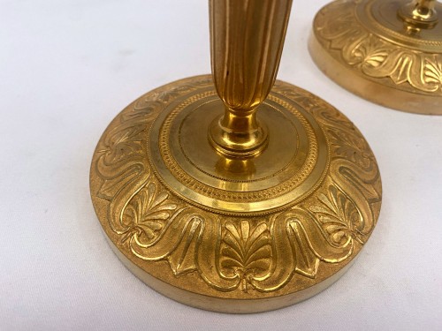 Lighting  - Pair of Empire gilt bronze candlesticks