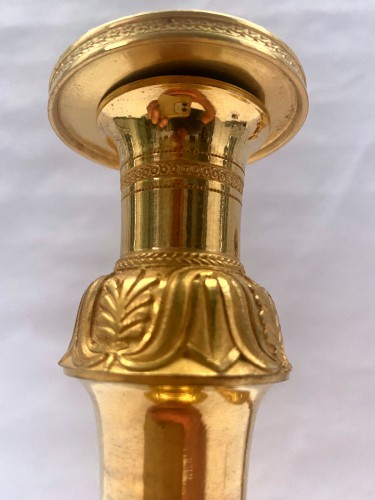 Empire - Pair of Empire gilt bronze candlesticks