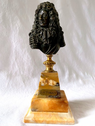 Buste en bronze du marécharal Nicolas de Catinat - Sculpture Style Louis XIV