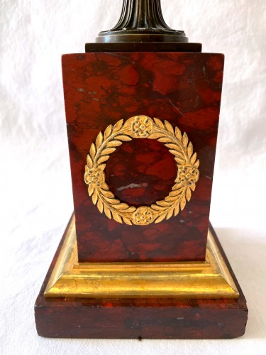 Antiquités - Cassolettes Empire en marbre rouge griotte