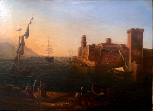 Scène de port école de Lacroix à marseille - Tableaux et dessins Style Louis XVI