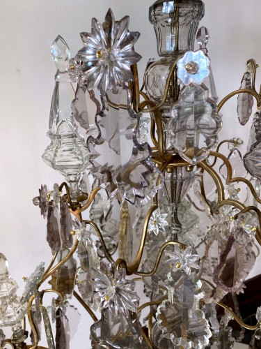 Grand lustre cage Louis XV en cristal taillé - Louis XV