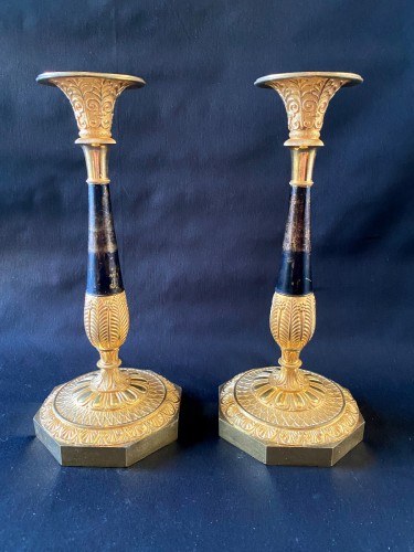 Pair of Empire gilt bronze candlesticks - Lighting Style Empire