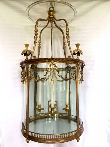 Grande lanterne en bronze doré, fin 19e - Luminaires Style Napoléon III