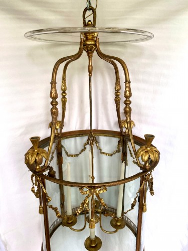 Luminaires Lustre - Grande lanterne en bronze doré, fin 19e