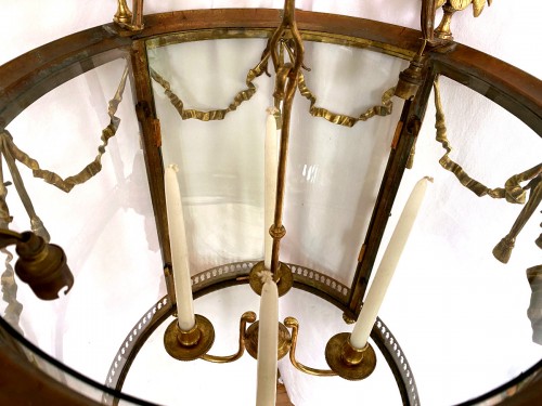 XIXe siècle - Grande lanterne en bronze doré, fin 19e