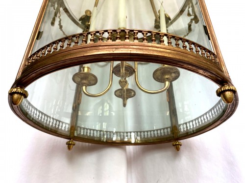 Antiquités - Grande lanterne en bronze doré, fin 19e