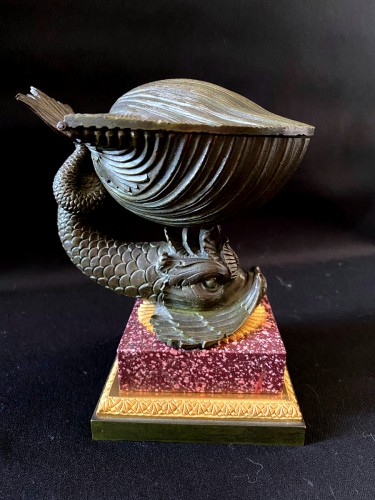 19th century - Empire inkwell with dolphin