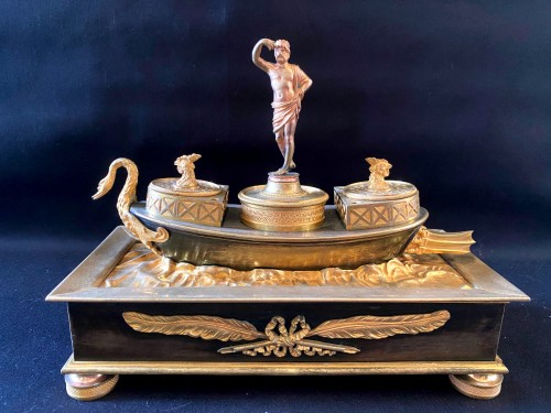 Empire inkwell in Roman ship - Decorative Objects Style Empire