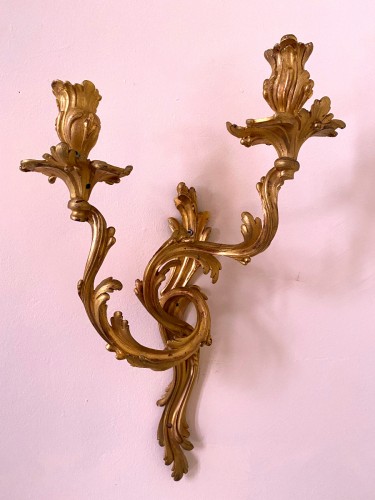 Luminaires Appliques - Paire d'appliques Louis XV en bronze doré