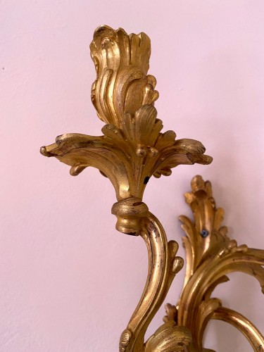XVIIIe siècle - Paire d'appliques Louis XV en bronze doré
