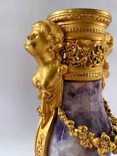 Objet de décoration Cassolettes, coupe et vase - Vase en améthyste et bronze doré attribué à Matthew Boulton