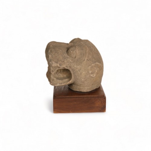 Sandstone head of a lion Vyala. 12th century AD. India  - 