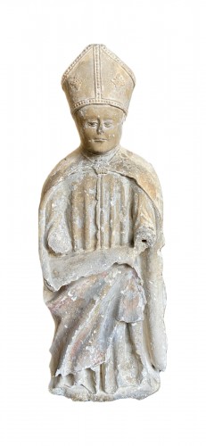Sculpture d'un Saint Évêque - Bourgogne XVe siècle