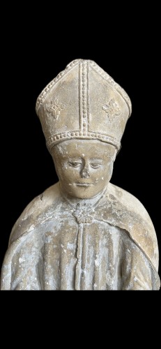 Sculpture of a Holy Bishop - Burgundy 15th century - Sculpture Style 
