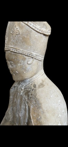 Sculpture of a Holy Bishop - Burgundy 15th century - 