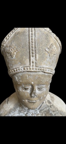  - Sculpture of a Holy Bishop - Burgundy 15th century