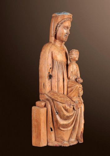 Madone de la fin de l’époque Romane « Sedes Sapientiae » - Sculpture Style 