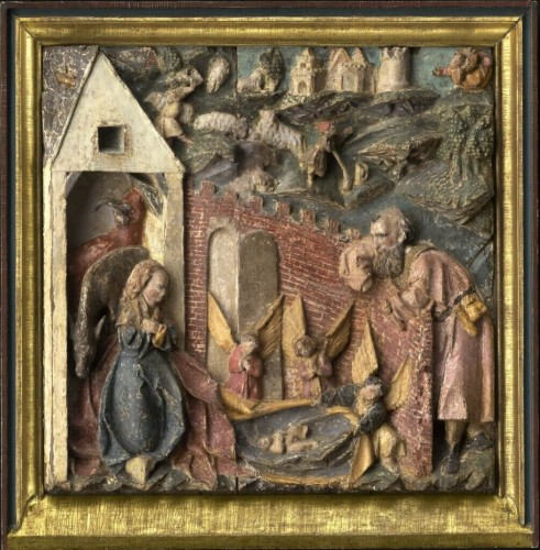 11th to 15th century - Late Gothic Relief “Adoration of the Child in the stable at Bethlehem”