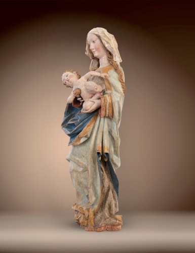 Madone au Croissant de Lune, Atelier du maître Hans Klocker - Sculpture Style 