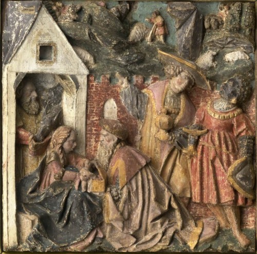 Adoration des Rois Mages, Grand relief gothic - Art sacré, objets religieux Style 