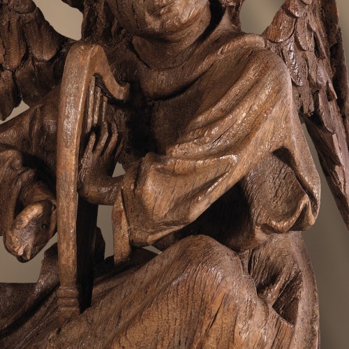 Ange avec harpe, Flandres 2e moitié du 15e siècle - Kolhammer & Mahringer Fine Arts
