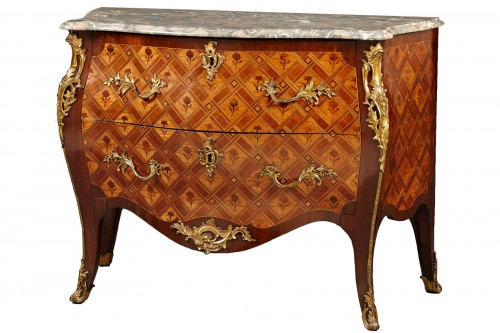 Commode Hollandaise en parqueterie d'époque Louis XV