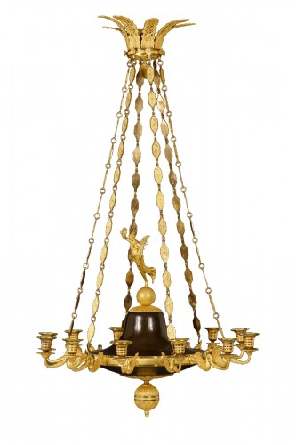 French Empire twelve-light discus chandelier