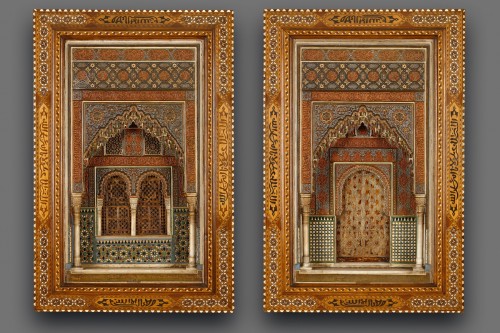 Paire de maquettes murales d'architecture espagnole de l'Alhambra, 1899 - Kollenburg Antiquairs