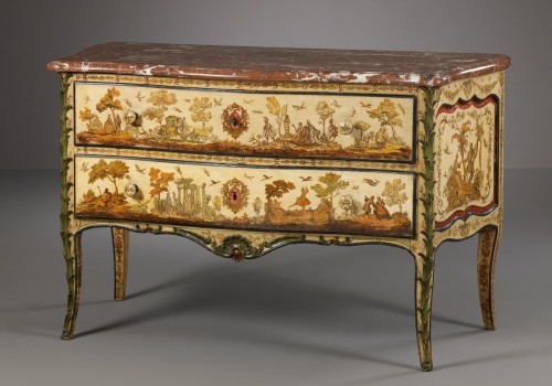 Mobilier Commode - Commode provençale en laque Povera d'époque Louis XV, circa 1735