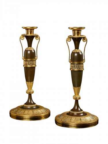 Pair of French Directoire candlesticks, attributed to Claude Galle