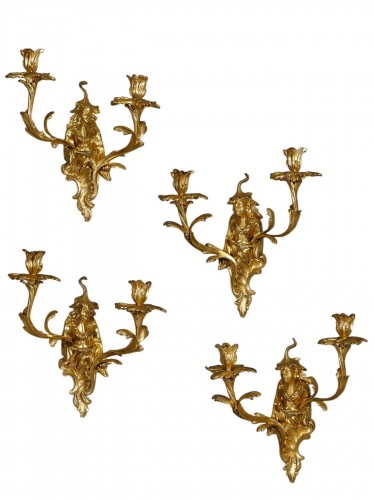 Quatre appliques allemandes aux chinois d’époque Louis XV