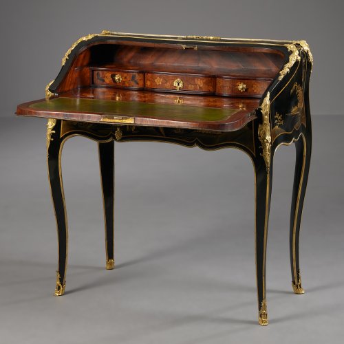 Secrétaire en Pente en Vernis Martin, attribué à Latz - Mobilier Style Louis XV