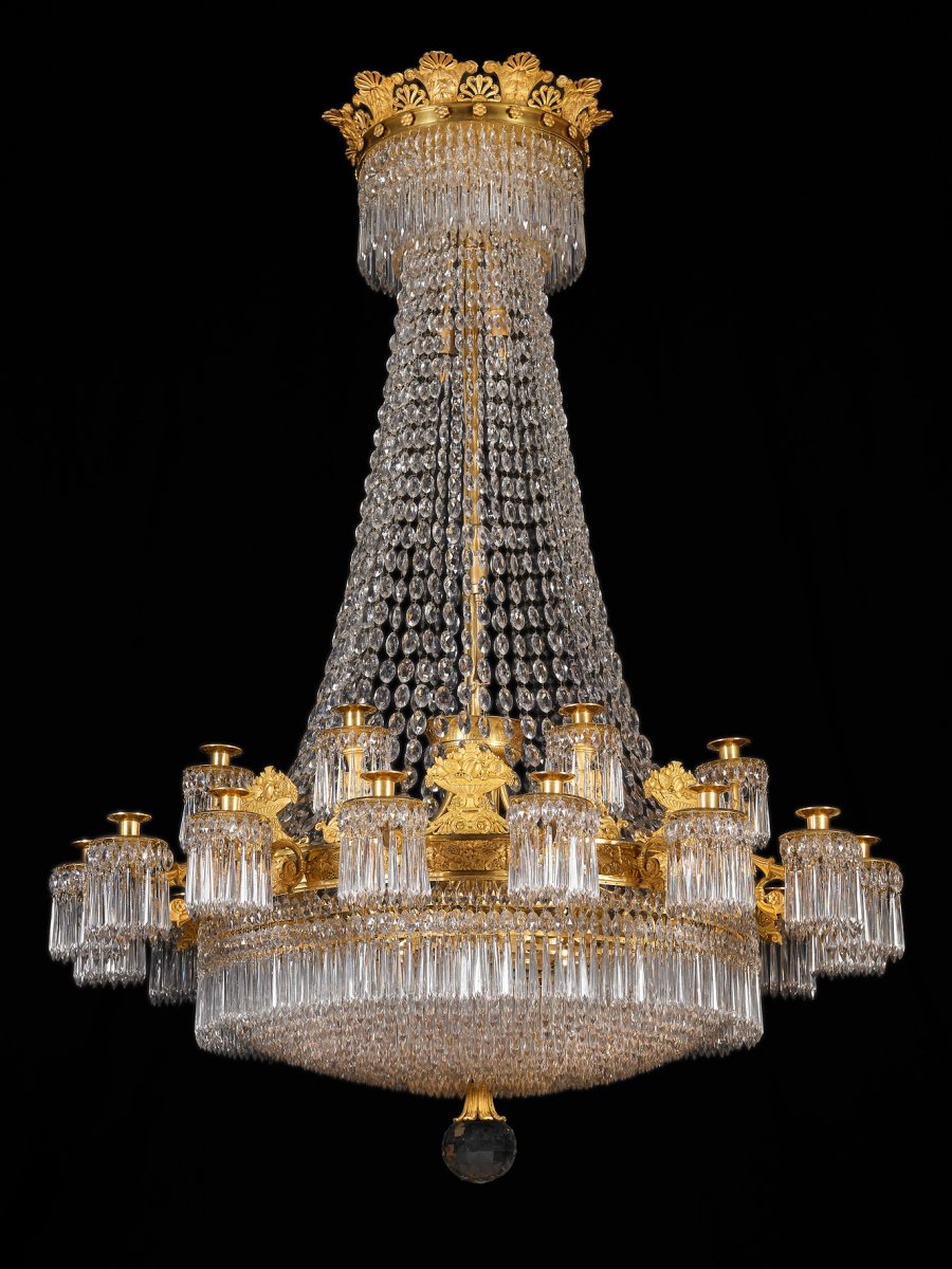 a large empire 24 light chandelier attributed to claude galle paris