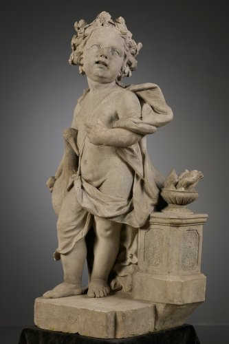 Putto Hollandais en Grès - Sculpture Style 