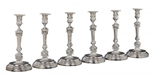 Set of Six Dutch Louis XVI Candlesticks, Amsterdam 1770