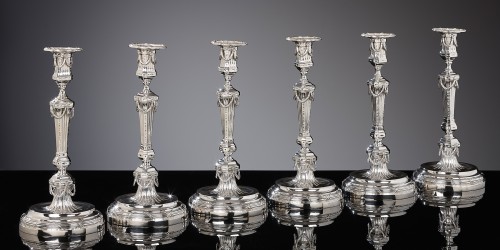 Lighting  - Set of Six Dutch Louis XVI Candlesticks, Amsterdam 1770