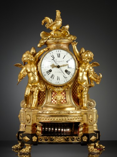 Pendule française avec boite à musique d’époque Louis XVI - Horlogerie Style Louis XVI