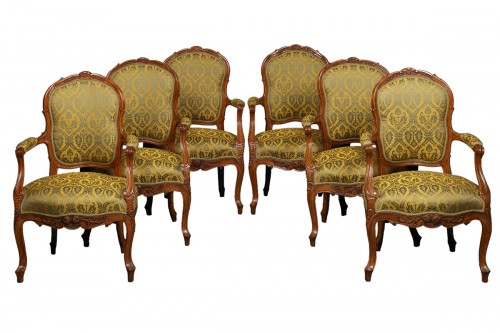 Six French Transitional Armchairs, ca. 1760