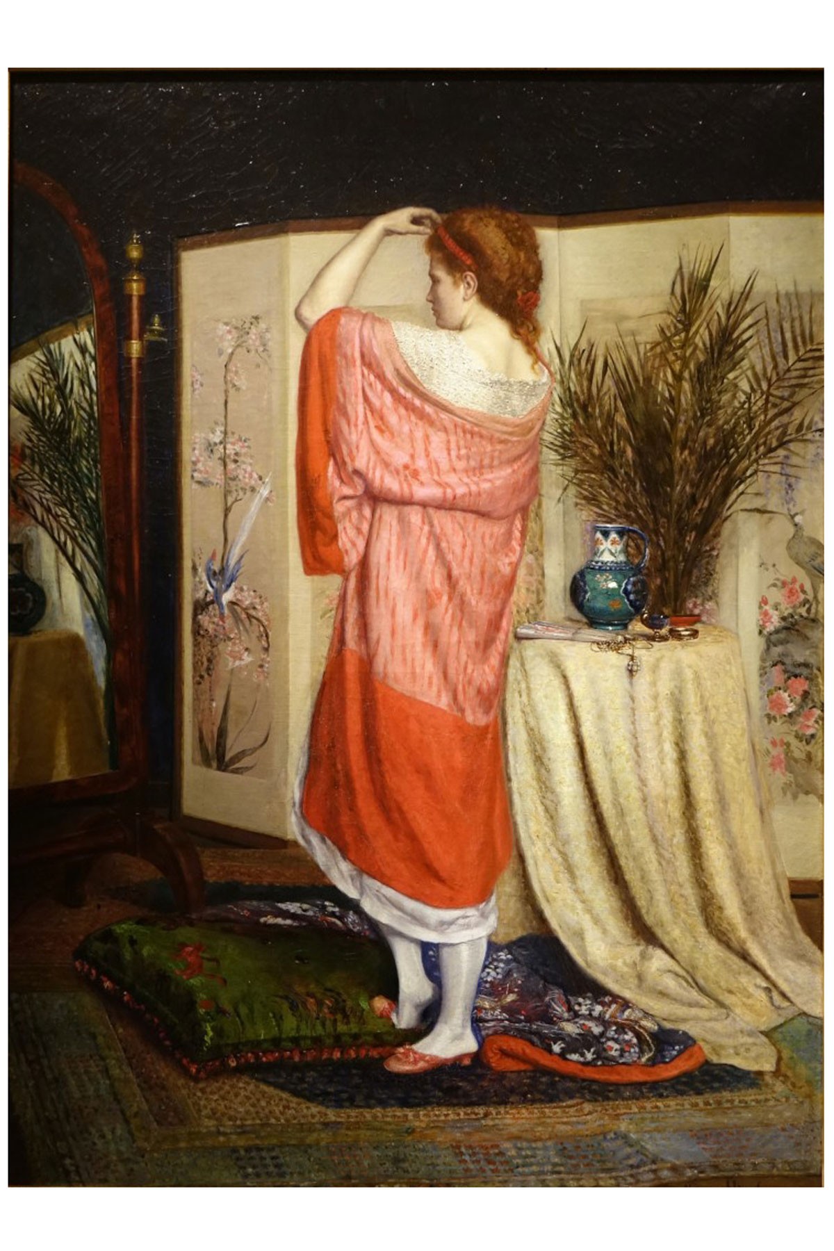Young woman at her toilet