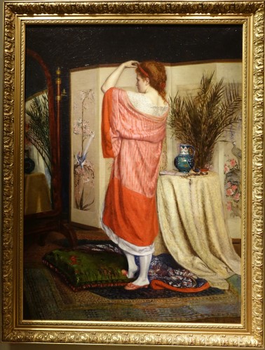 &quot;Young woman at her toilet&quot;,Alphonse HIRSCH, 1872 - Paintings & Drawings Style Napoléon III